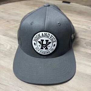 Hook & Vice Fly Fishing Co. Snapback Hat Gray Adjustable Cap